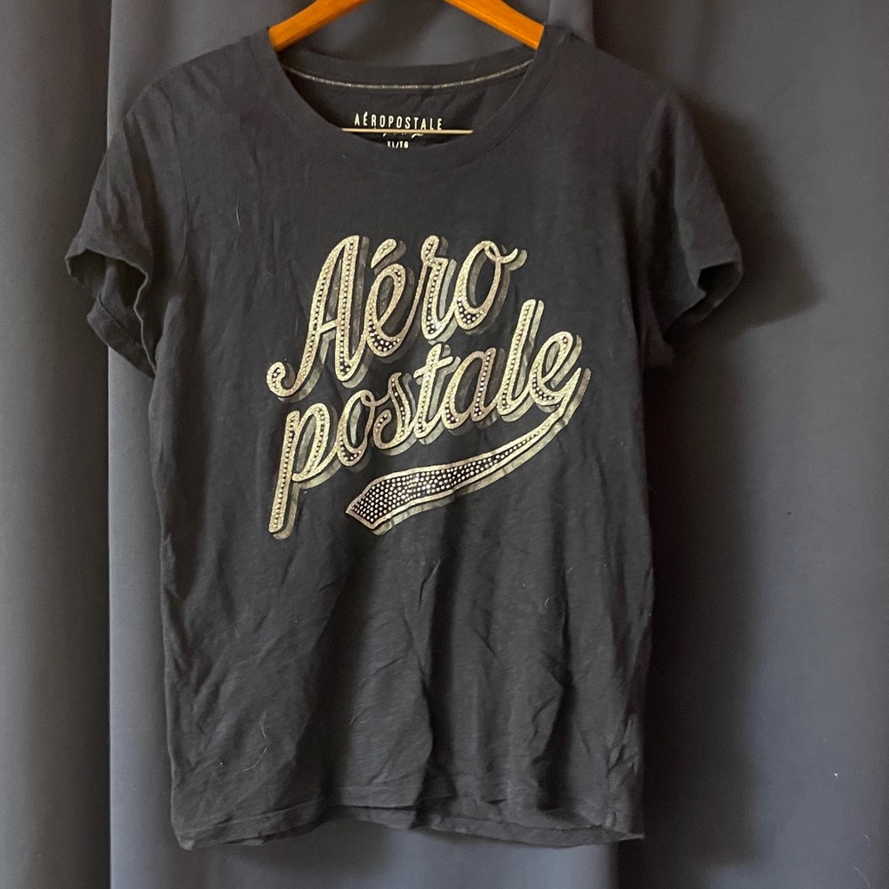 Aeropostale Charcoal Tee with Cream Logo